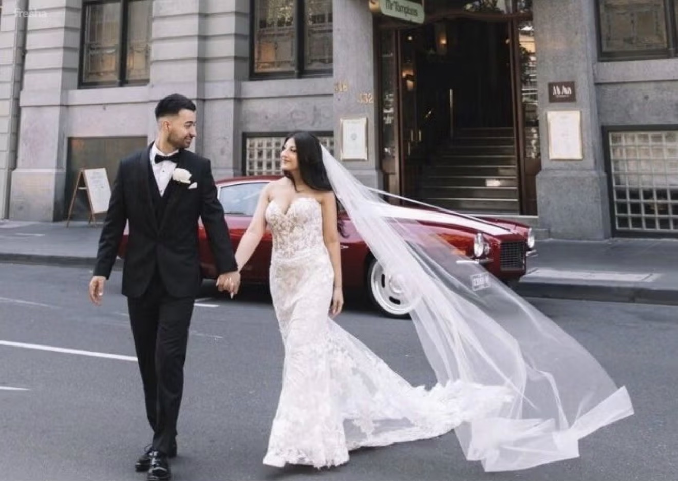 Groom and bride on their wedding day